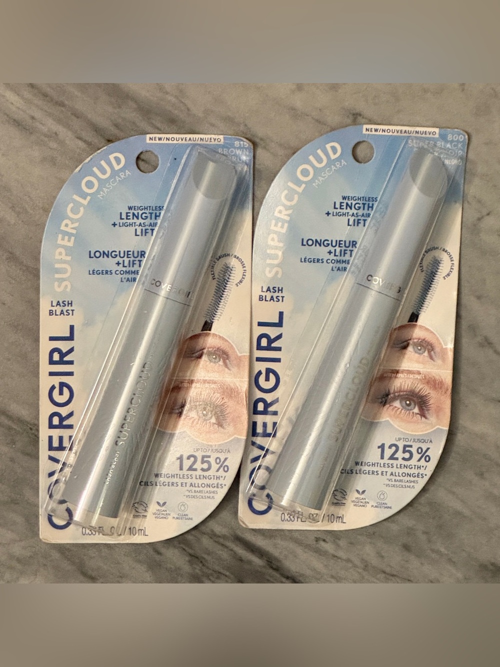 Covergirl Lash Blast Supercloud Mascara Brown 815 and Super Black 800 ~ Set of 2
